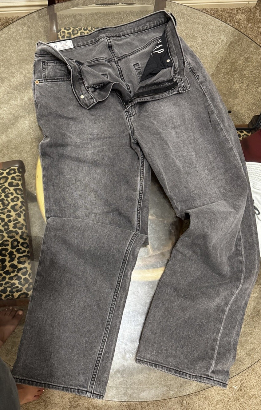 GAP Gray High Rise Loose Fit Straight Leg Denim Jeans 5-Pocket Womens 30R